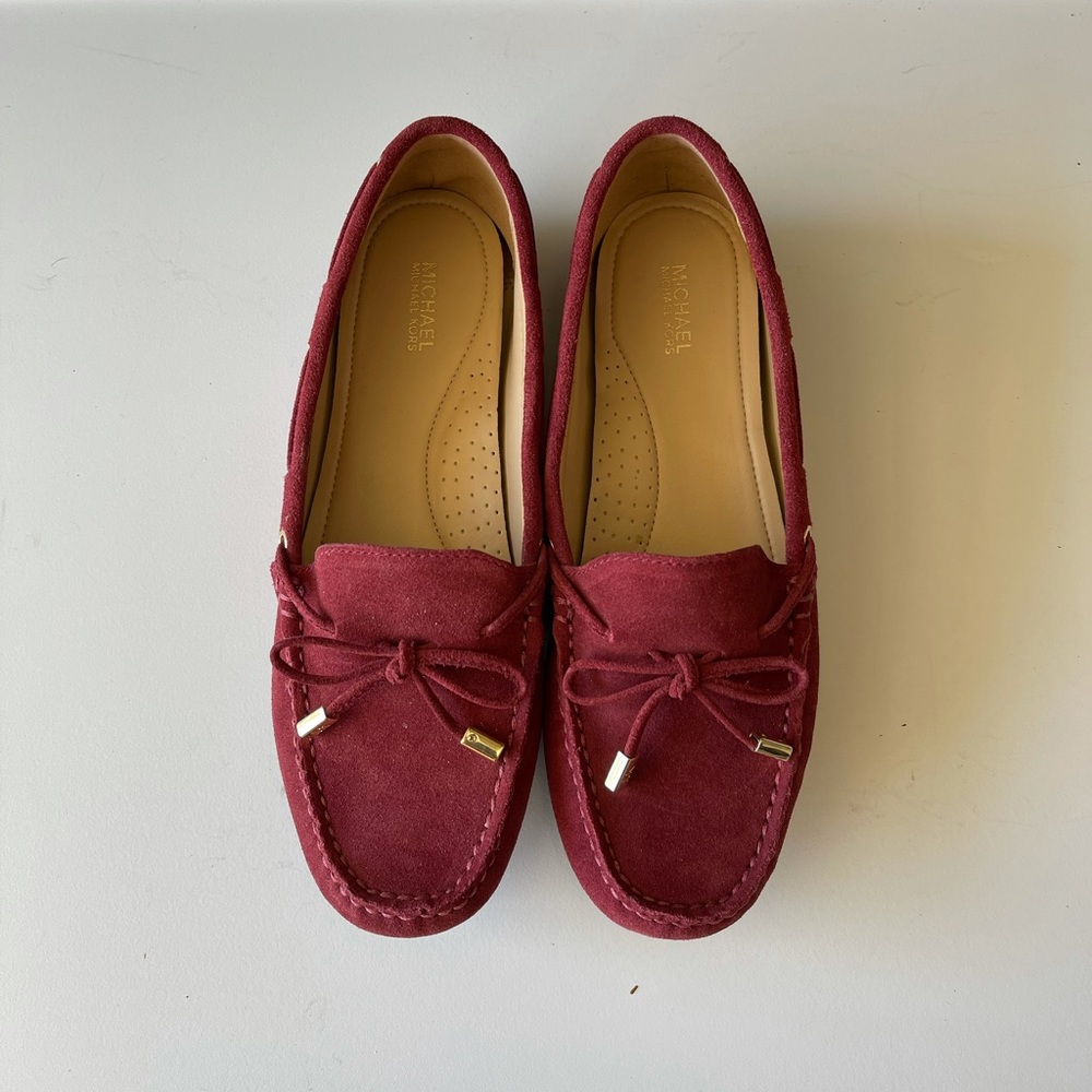 Red Suede Michael Kors Daisy Moc Flats
